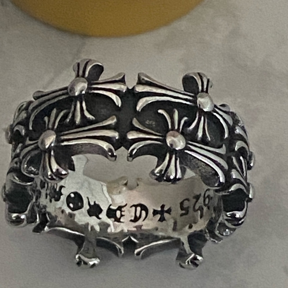 Sterling silver 925 chrome hearts all around cross ring size 7